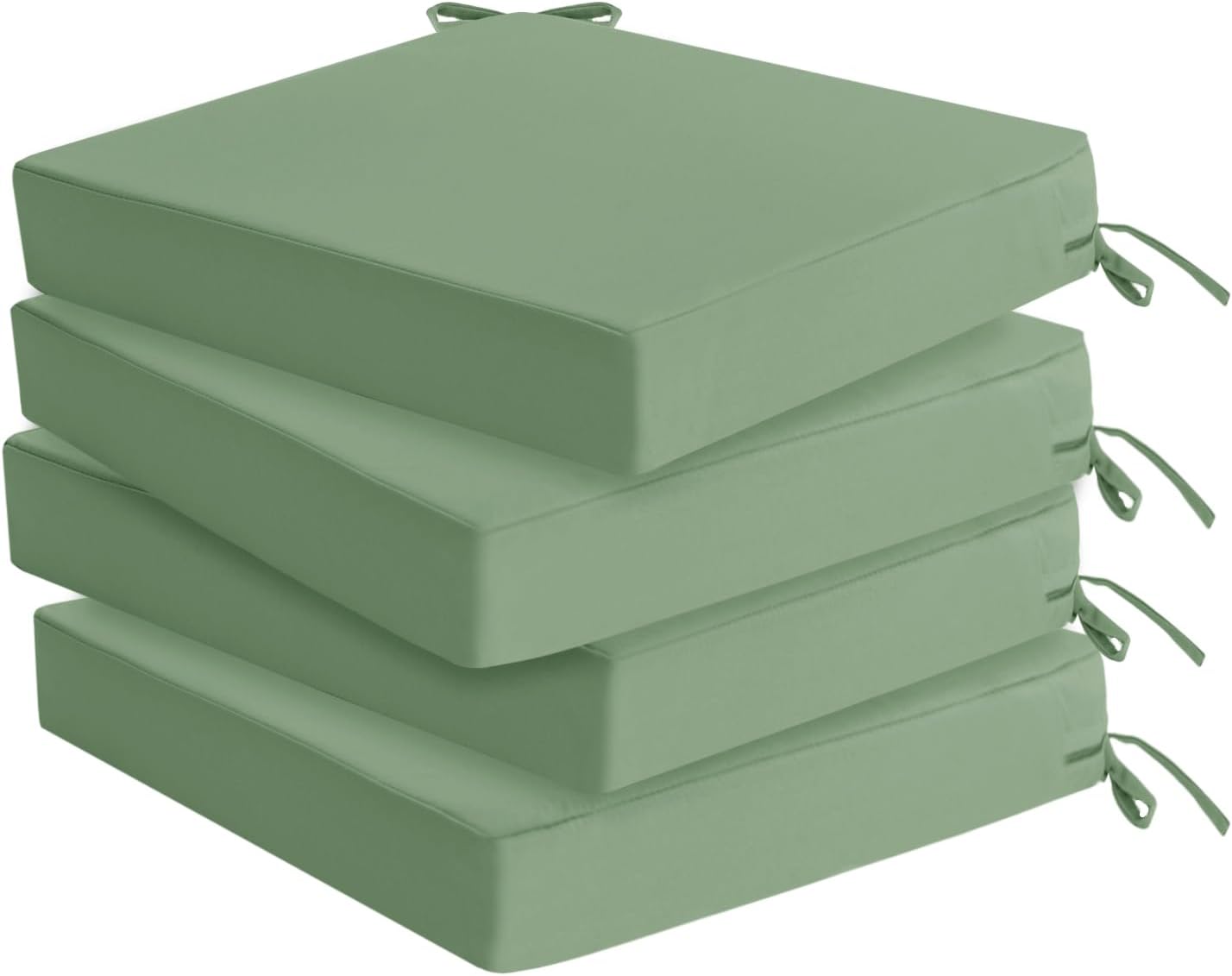 Outdoor Chair Cushions Set of 4: Waterproof & Fade Resistant Seat Cushion for Patio Furniture - 18.5 x 16 x 2 Inch Chair Pads with Ties and Hidden Zipper - Patio Chair Cushion Replacement, Navy