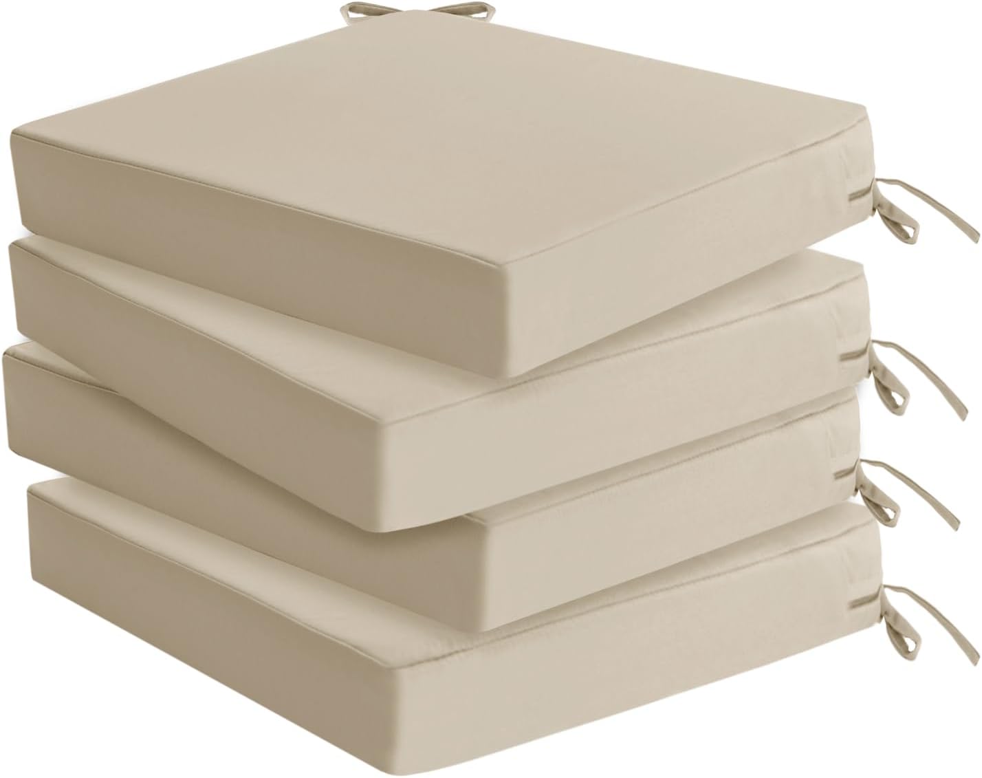 Outdoor Chair Cushions Set of 4: Waterproof & Fade Resistant Seat Cushion for Patio Furniture - 18.5 x 16 x 2 Inch Chair Pads with Ties and Hidden Zipper - Patio Chair Cushion Replacement, Navy