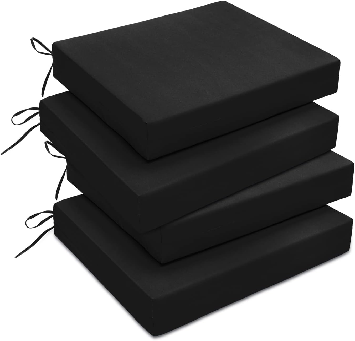 downluxe Outdoor Chair Cushions Set of 4 for Patio Furniture, Water-Resistant Patio Chair Cushions with Ties, High Density Foam Outdoor Seat Cushion, 17" X 16" X 2", Navy