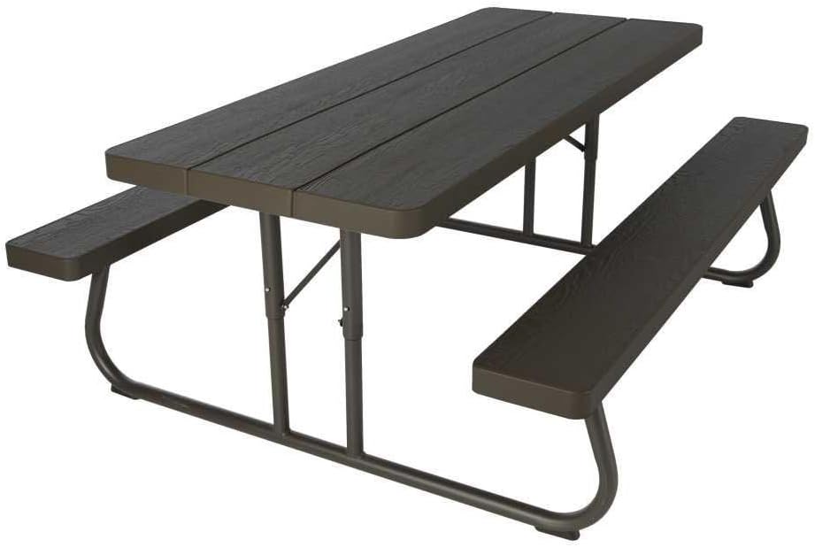 Lifetime 60105 Wood Grain Picnic Table and Benches, 6 Feet