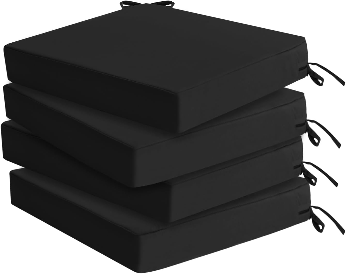 Outdoor Chair Cushions Set of 4: Waterproof & Fade Resistant Seat Cushion for Patio Furniture - 18.5 x 16 x 2 Inch Chair Pads with Ties and Hidden Zipper - Patio Chair Cushion Replacement, Navy