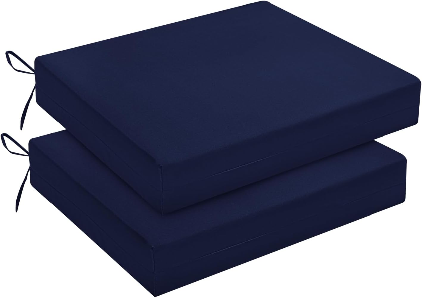 downluxe Outdoor Chair Cushions Set of 4 for Patio Furniture, Water-Resistant Patio Chair Cushions with Ties, High Density Foam Outdoor Seat Cushion, 17" X 16" X 2", Navy