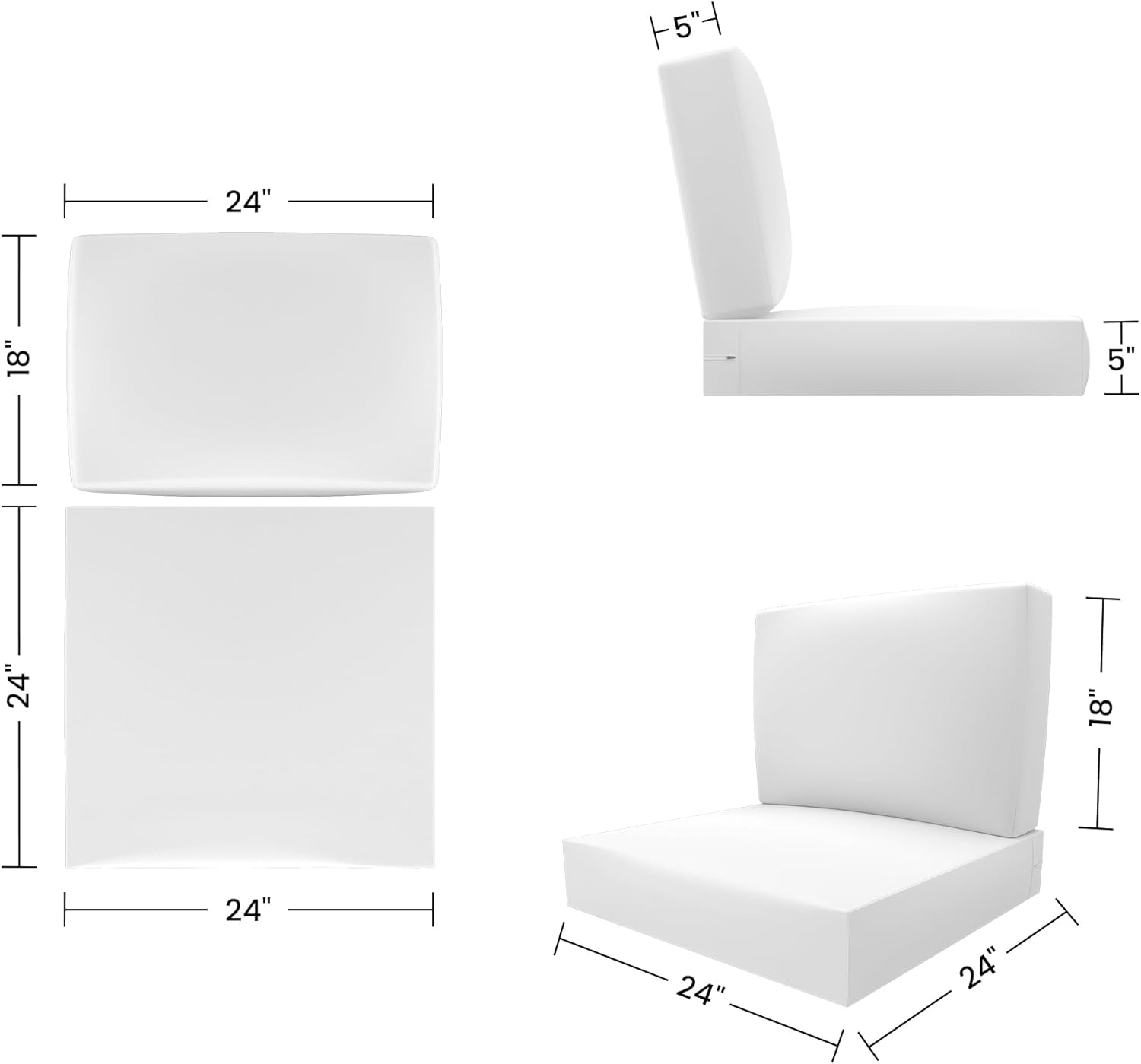 Covers & All Outdoor Deep Seat Cushion for Patio Furniture, 24 x 24 x 5 Inch High-Density Foam Patio Chair Cushion with Water & UV-Resistant, Tear-Resistant Seat & Back Cushion Set of 1