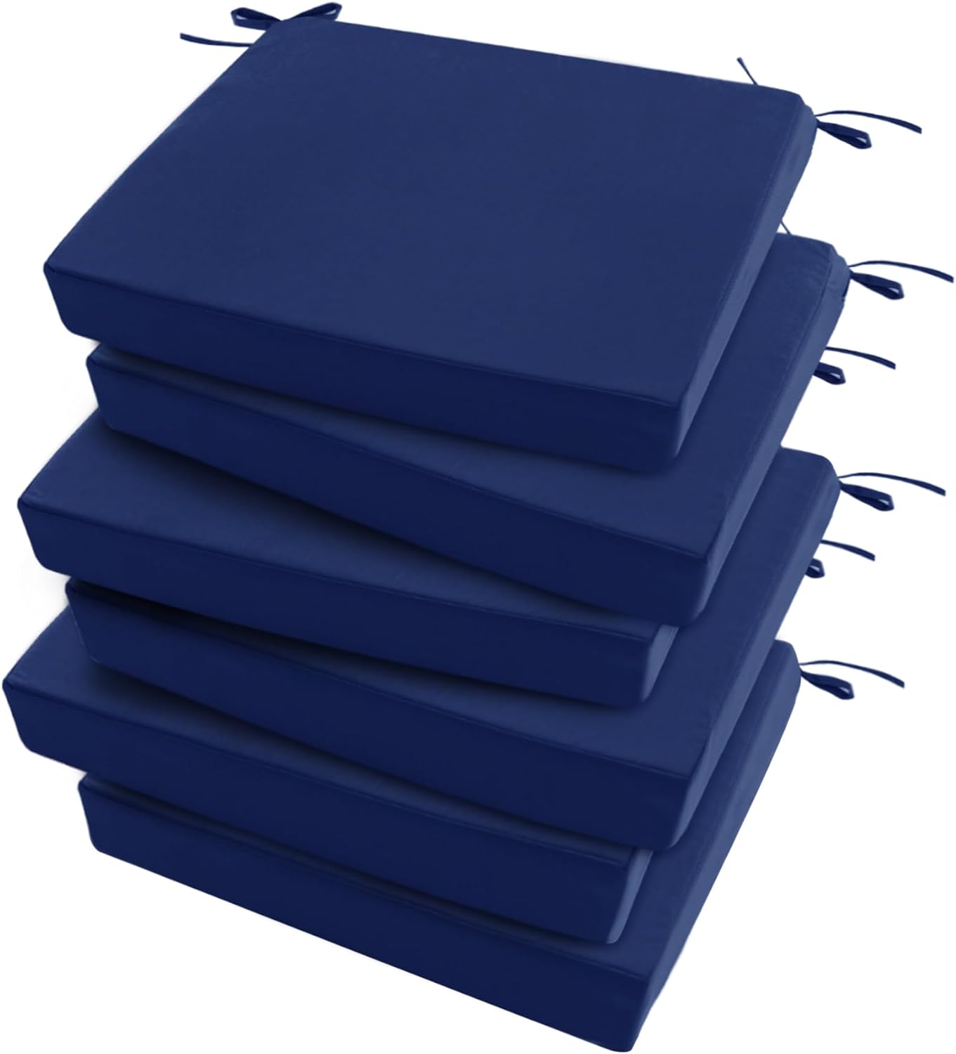 Outdoor Chair Cushions Set of 4: Waterproof & Fade Resistant Seat Cushion for Patio Furniture - 18.5 x 16 x 2 Inch Chair Pads with Ties and Hidden Zipper - Patio Chair Cushion Replacement, Navy