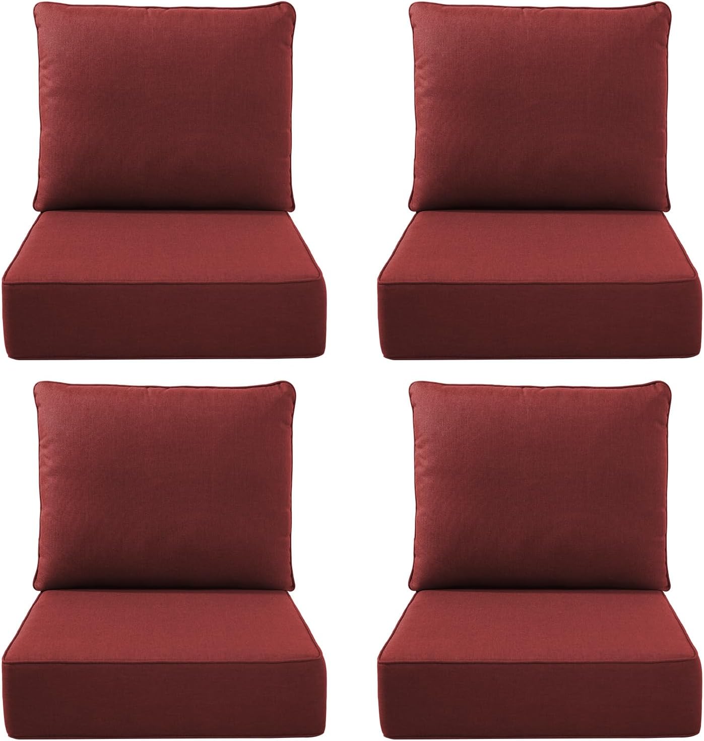 Outdoor Seat Cushion Set-24 x 24 x 6 Inch Outdoor Chair Cushions Set of 2 with Water Resistant & Removable Cover Outdoor Cushions for Patio Furniture Chair Sofa Couch-Beige