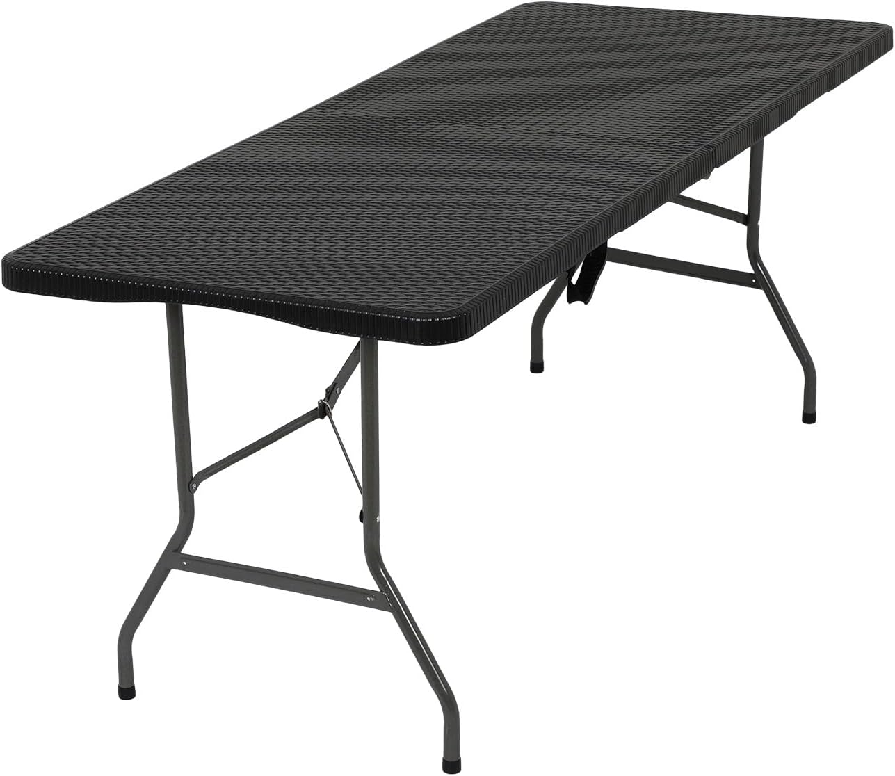 FDW 6FT Folding Table, Portable Fold-in-Half Plastic Picnic Party Table with Carrying Handle （White, 6FT）