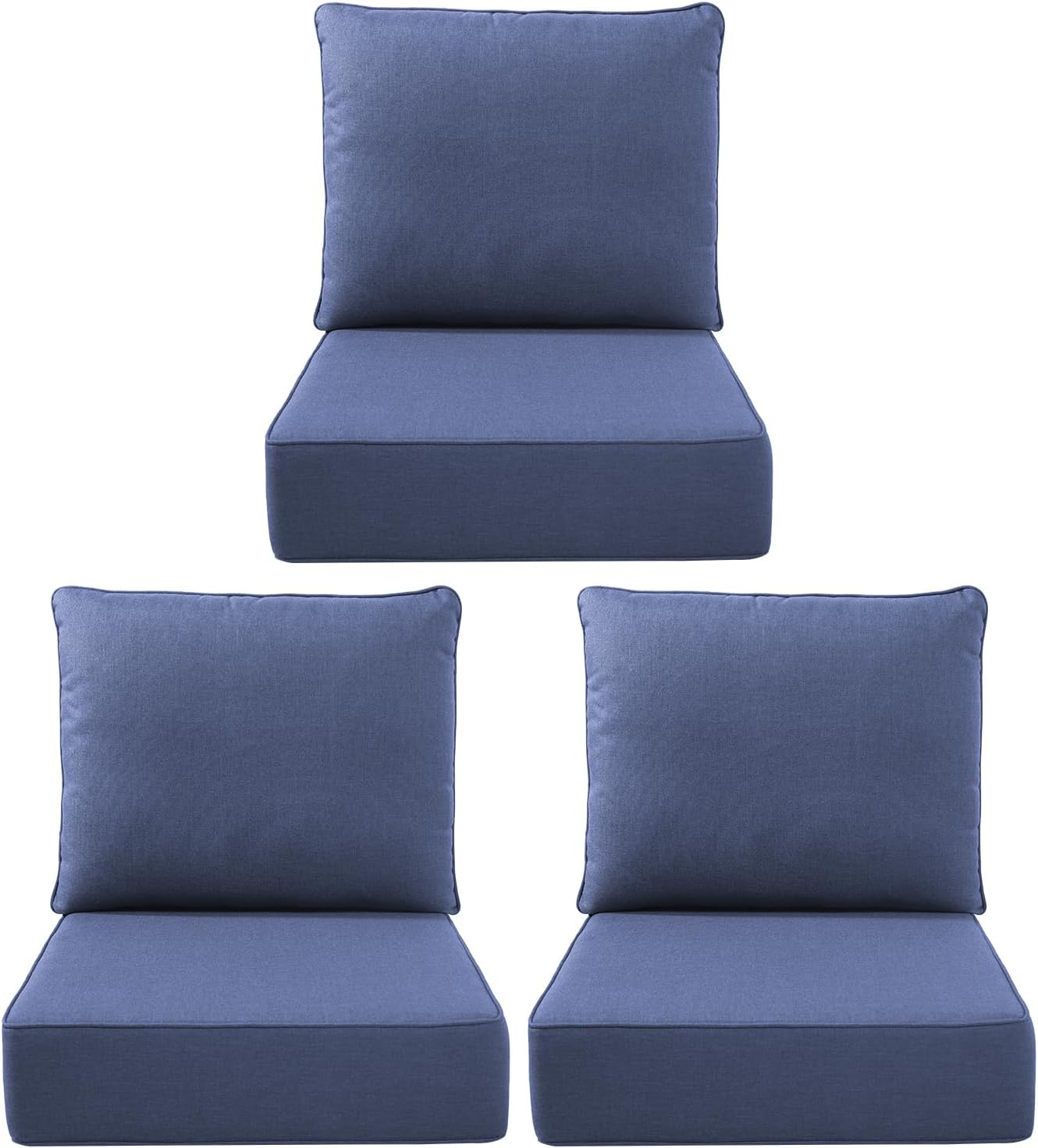 Outdoor Seat Cushion Set-24 x 24 x 6 Inch Outdoor Chair Cushions Set of 2 with Water Resistant & Removable Cover Outdoor Cushions for Patio Furniture Chair Sofa Couch-Beige