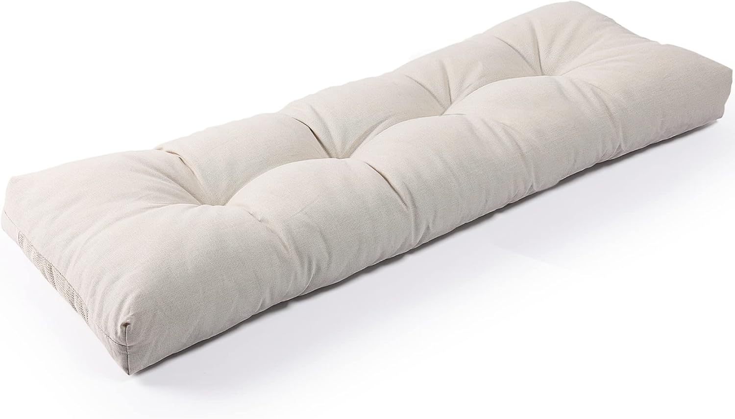 SUNROX LokGrip Non Slip Tufted Memory Foam Bench Cushion, FadeShield Water Resistant Durable Thicken Outdoor/Indoor Bench Seat Pads 42x16x4 inch, Cream