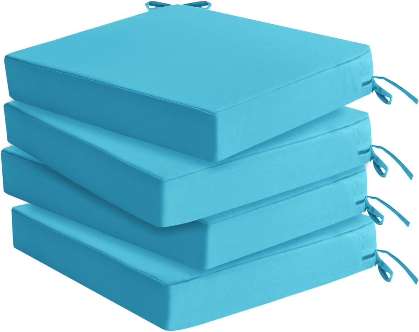 Outdoor Chair Cushions Set of 4: Waterproof & Fade Resistant Seat Cushion for Patio Furniture - 18.5 x 16 x 2 Inch Chair Pads with Ties and Hidden Zipper - Patio Chair Cushion Replacement, Navy