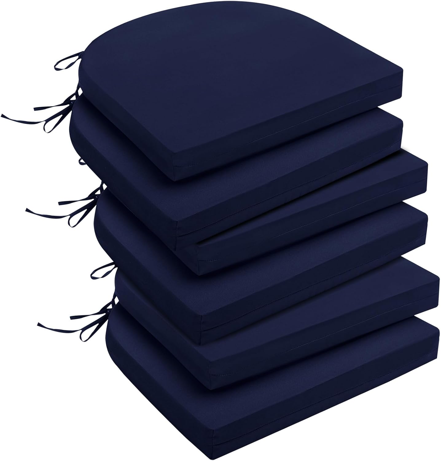 downluxe Outdoor Chair Cushions Set of 4 for Patio Furniture, Water-Resistant Patio Chair Cushions with Ties, High Density Foam Outdoor Seat Cushion, 17" X 16" X 2", Navy