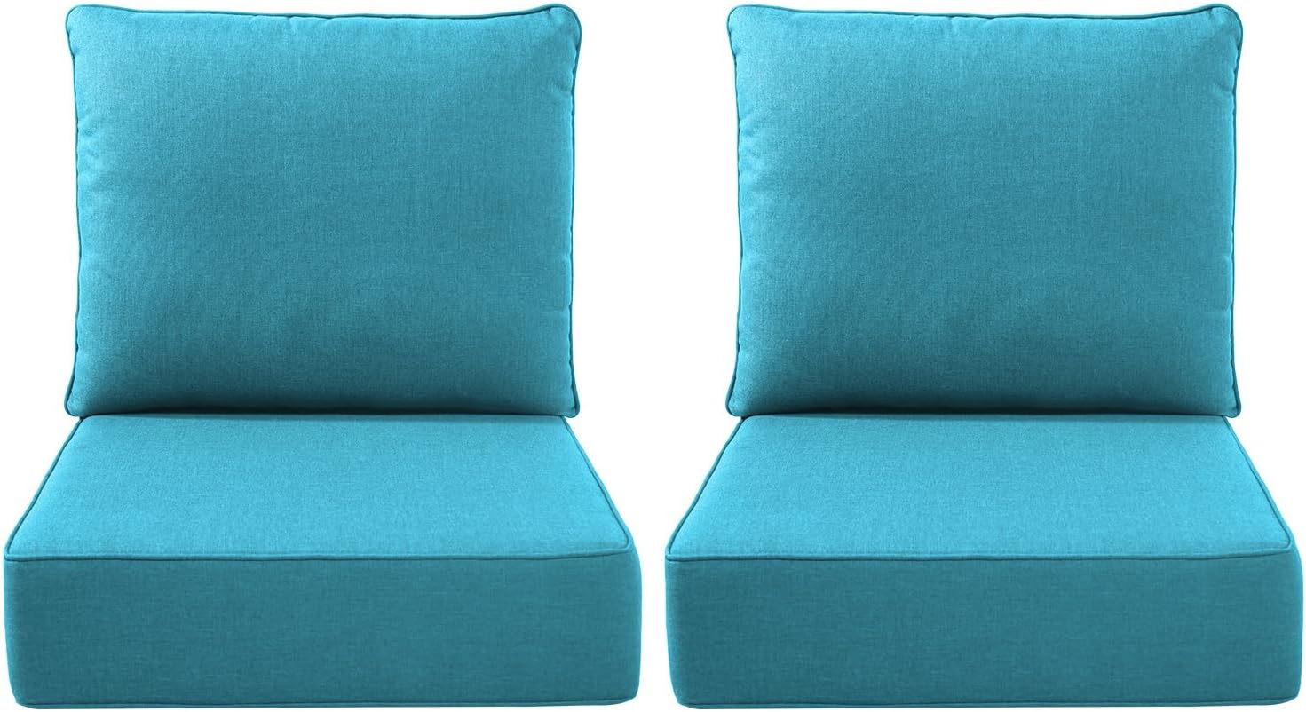 Outdoor Seat Cushion Set-24 x 24 x 6 Inch Outdoor Chair Cushions Set of 2 with Water Resistant & Removable Cover Outdoor Cushions for Patio Furniture Chair Sofa Couch-Beige