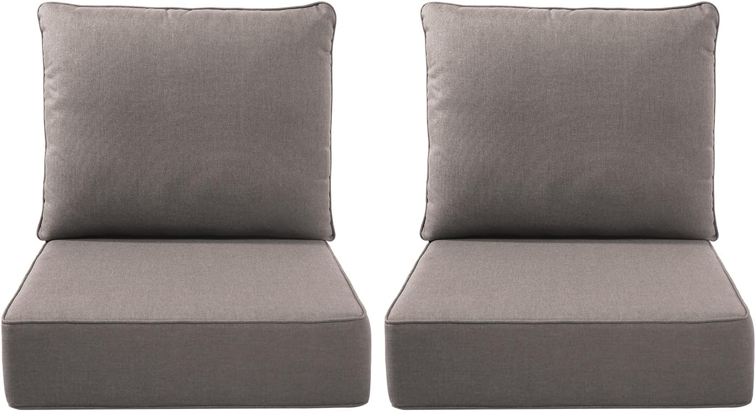 Outdoor Seat Cushion Set-24 x 24 x 6 Inch Outdoor Chair Cushions Set of 2 with Water Resistant & Removable Cover Outdoor Cushions for Patio Furniture Chair Sofa Couch-Beige