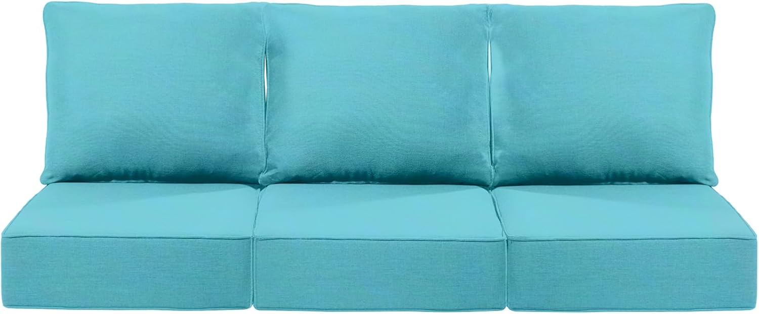 Luxury 24x24x6 Inch Outdoor Cushions - Water&UV&Fade Resistant 1 Set Zippered Patio Chair Cushion for Wicker Dining Rocking Swivel Chairs Loveseat Couch Sectional Sofa - Baby Blue