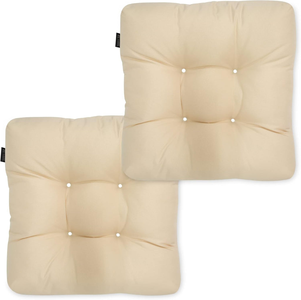 Classic Accessories Water-Resistant Square Patio Seat Cushions, 19 x 19 x 5 Inch, 2 Pack, Black, Outdoor Seat Cushions