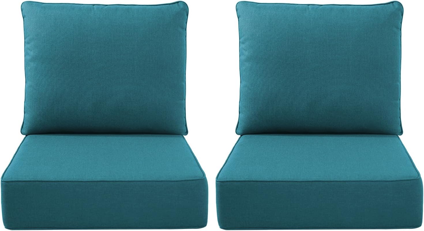 Outdoor Seat Cushion Set-24 x 24 x 6 Inch Outdoor Chair Cushions Set of 2 with Water Resistant & Removable Cover Outdoor Cushions for Patio Furniture Chair Sofa Couch-Beige