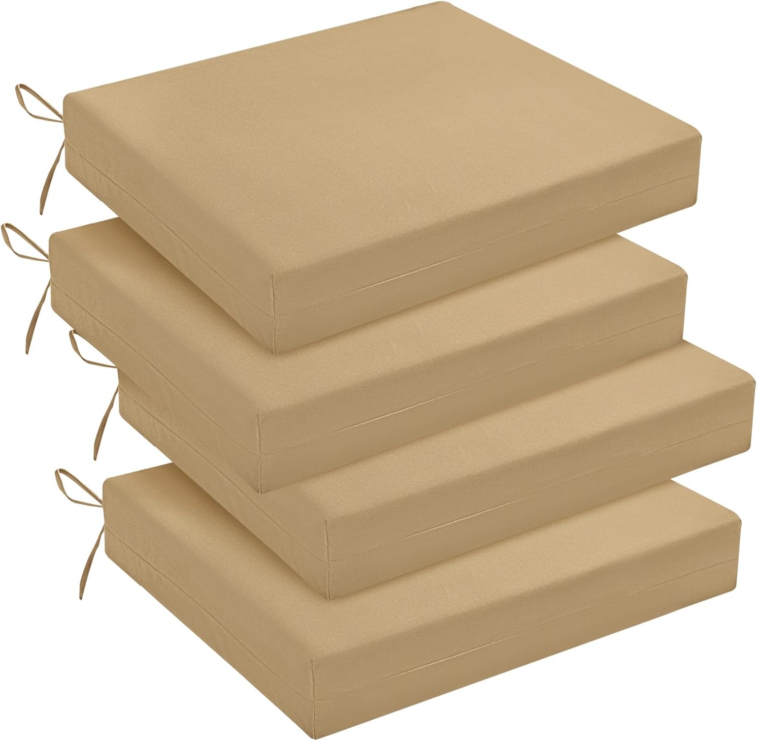 downluxe Outdoor Chair Cushions Set of 4 for Patio Furniture, Water-Resistant Patio Chair Cushions with Ties, High Density Foam Outdoor Seat Cushion, 17" X 16" X 2", Navy