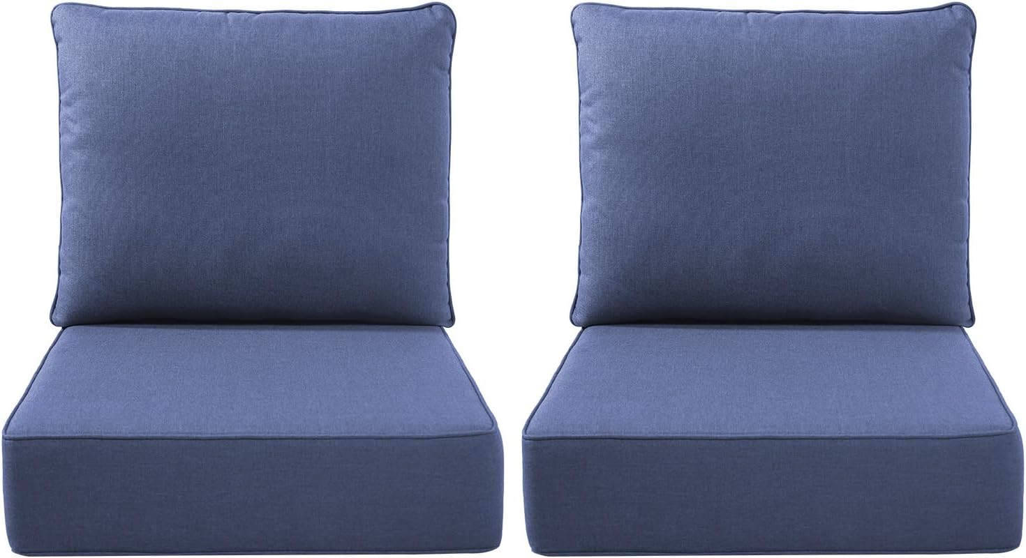 Outdoor Seat Cushion Set-24 x 24 x 6 Inch Outdoor Chair Cushions Set of 2 with Water Resistant & Removable Cover Outdoor Cushions for Patio Furniture Chair Sofa Couch-Beige