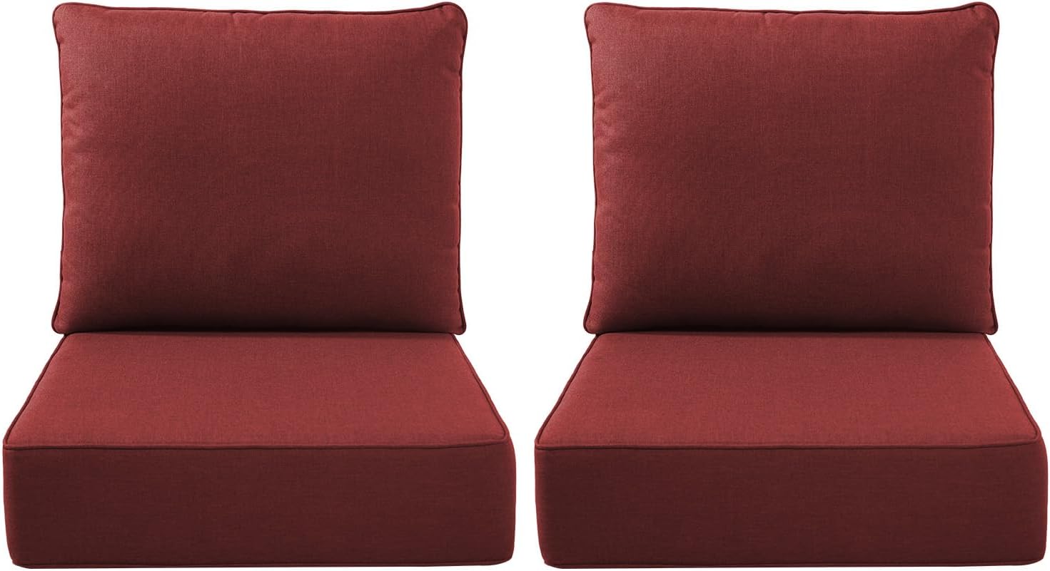 Outdoor Seat Cushion Set-24 x 24 x 6 Inch Outdoor Chair Cushions Set of 2 with Water Resistant & Removable Cover Outdoor Cushions for Patio Furniture Chair Sofa Couch-Beige