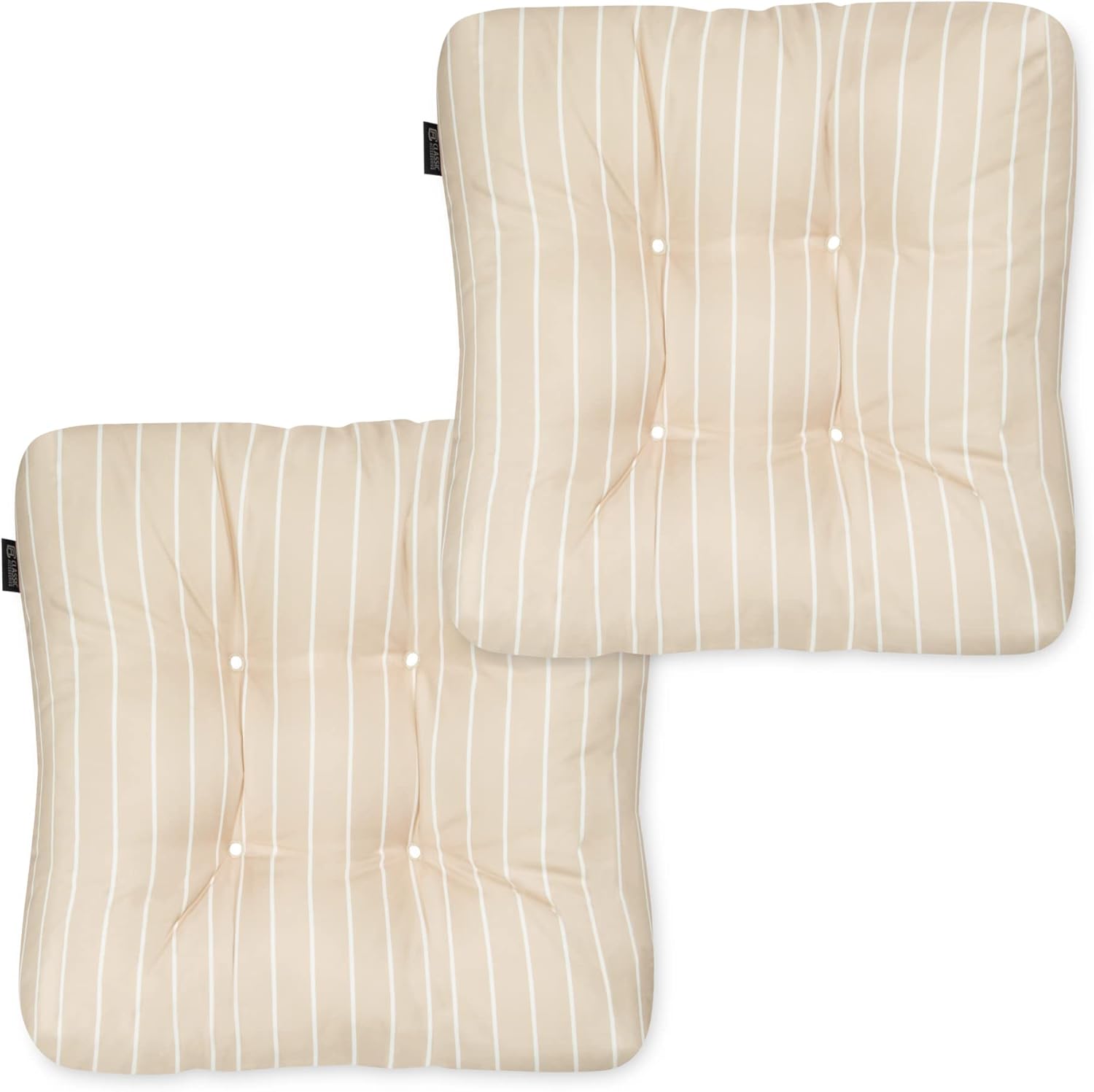 Classic Accessories Water-Resistant Square Patio Seat Cushions, 19 x 19 x 5 Inch, 2 Pack, Black, Outdoor Seat Cushions