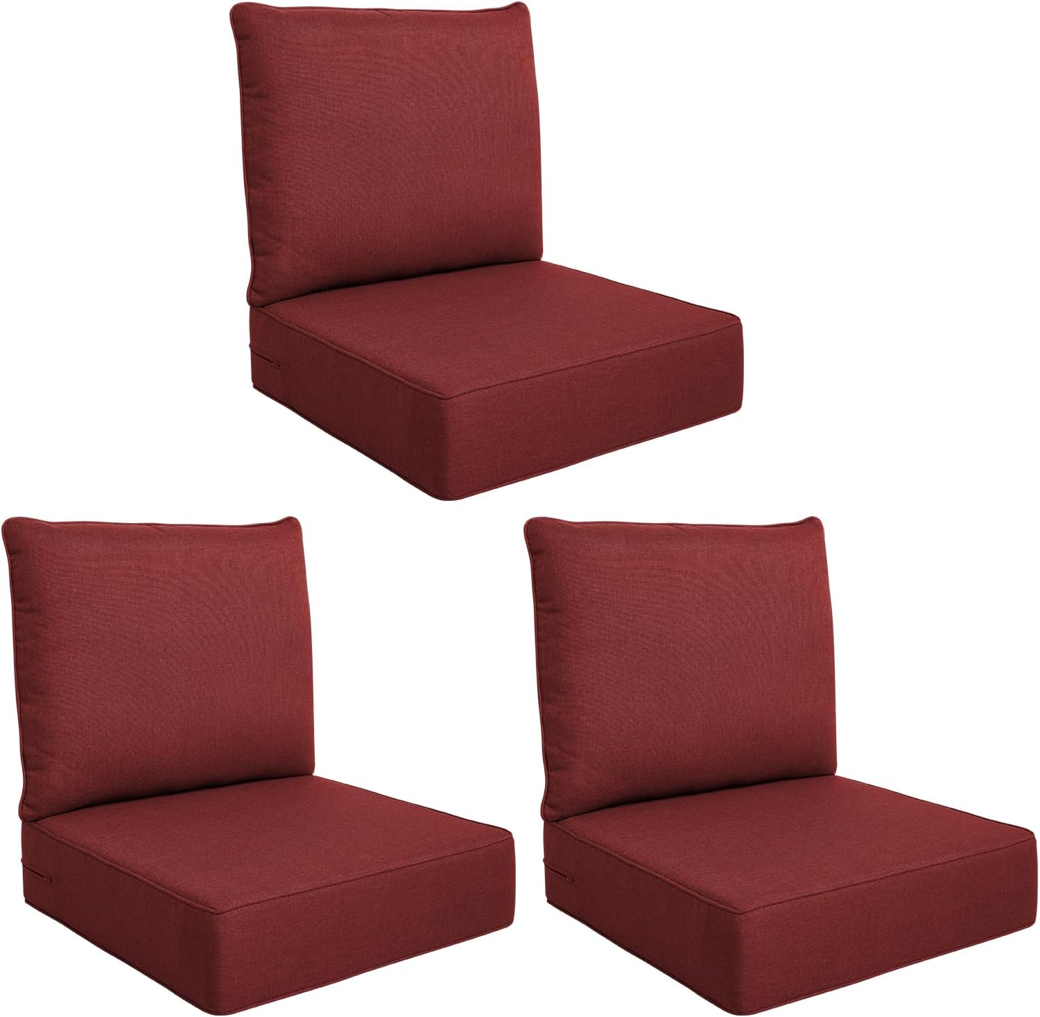 Outdoor Seat Cushion Set-24 x 24 x 6 Inch Outdoor Chair Cushions Set of 2 with Water Resistant & Removable Cover Outdoor Cushions for Patio Furniture Chair Sofa Couch-Beige