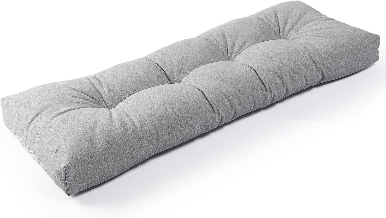 SUNROX LokGrip Non Slip Tufted Memory Foam Bench Cushion, FadeShield Water Resistant Durable Thicken Outdoor/Indoor Bench Seat Pads 42x16x4 inch, Cream