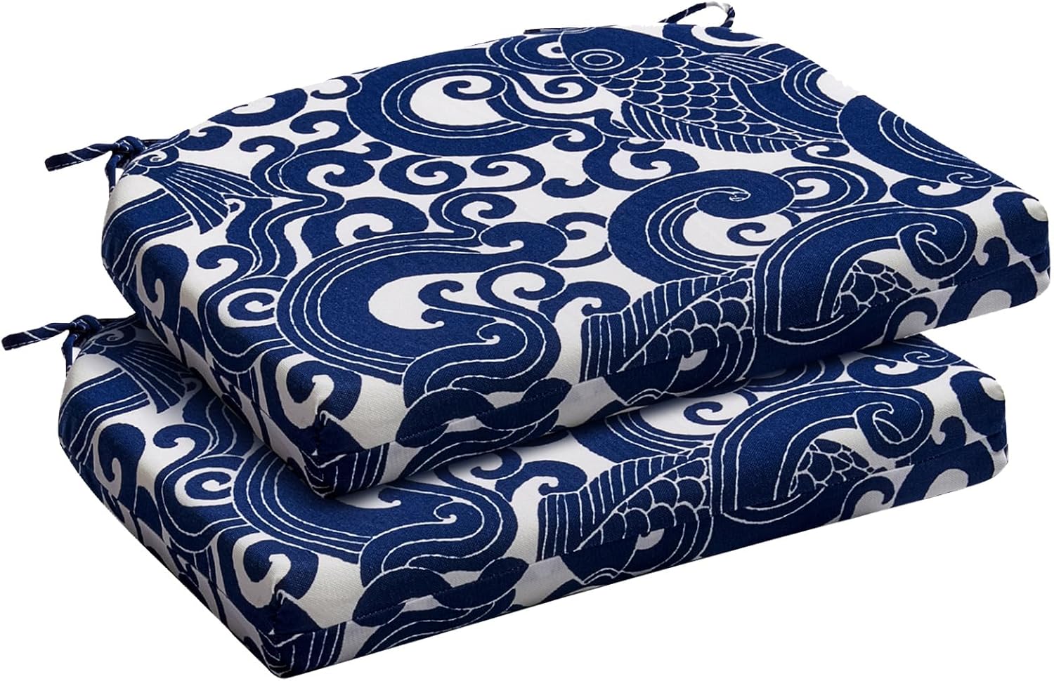 downluxe Outdoor Chair Cushions Set of 4 for Patio Furniture, Water-Resistant Patio Chair Cushions with Ties, High Density Foam Outdoor Seat Cushion, 17" X 16" X 2", Navy