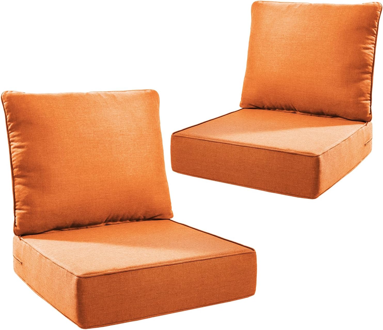 Outdoor Seat Cushion Set-24 x 24 x 6 Inch Outdoor Chair Cushions Set of 2 with Water Resistant & Removable Cover Outdoor Cushions for Patio Furniture Chair Sofa Couch-Beige