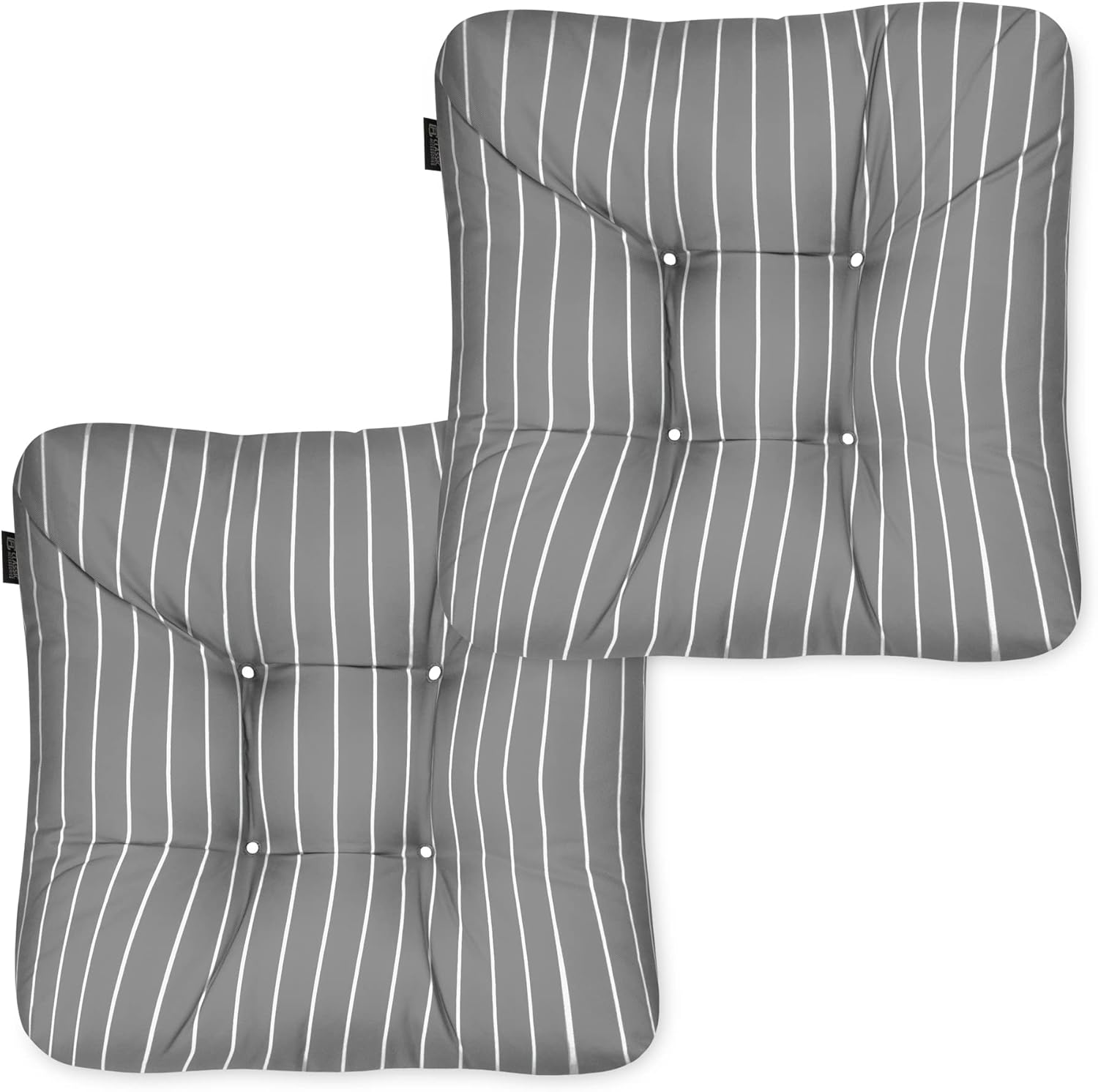 Classic Accessories Water-Resistant Square Patio Seat Cushions, 19 x 19 x 5 Inch, 2 Pack, Black, Outdoor Seat Cushions