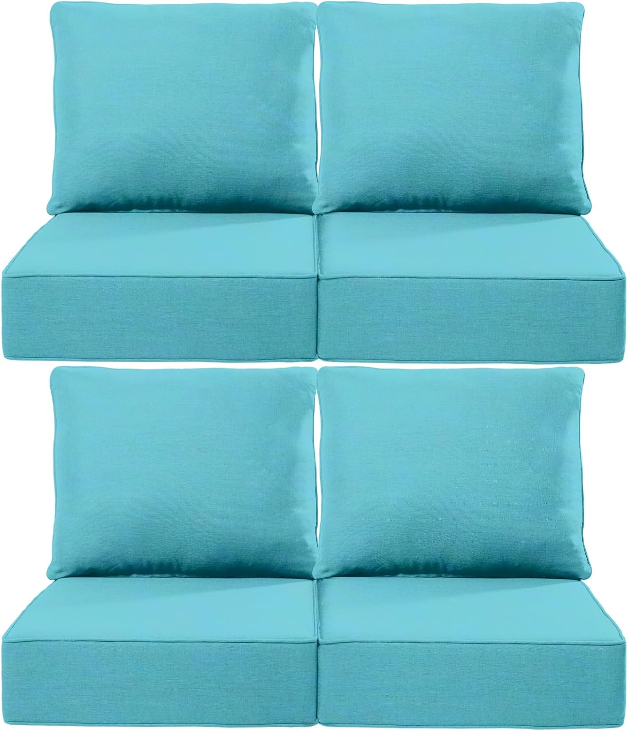 Luxury 24x24x6 Inch Outdoor Cushions - Water&UV&Fade Resistant 1 Set Zippered Patio Chair Cushion for Wicker Dining Rocking Swivel Chairs Loveseat Couch Sectional Sofa - Baby Blue