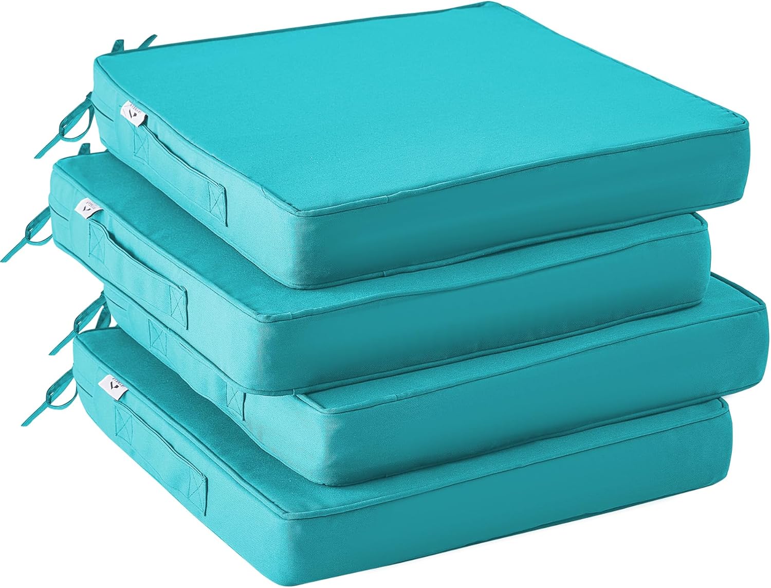 Outdoor Chair Cushions Set of 4 -Waterproof Outdoor Seat Cushions for Patio Furniture, Patio Chair Cushion with Handle and Ties, Square Out Door Chair Pads,19" x 19" x 3", Navy Blue