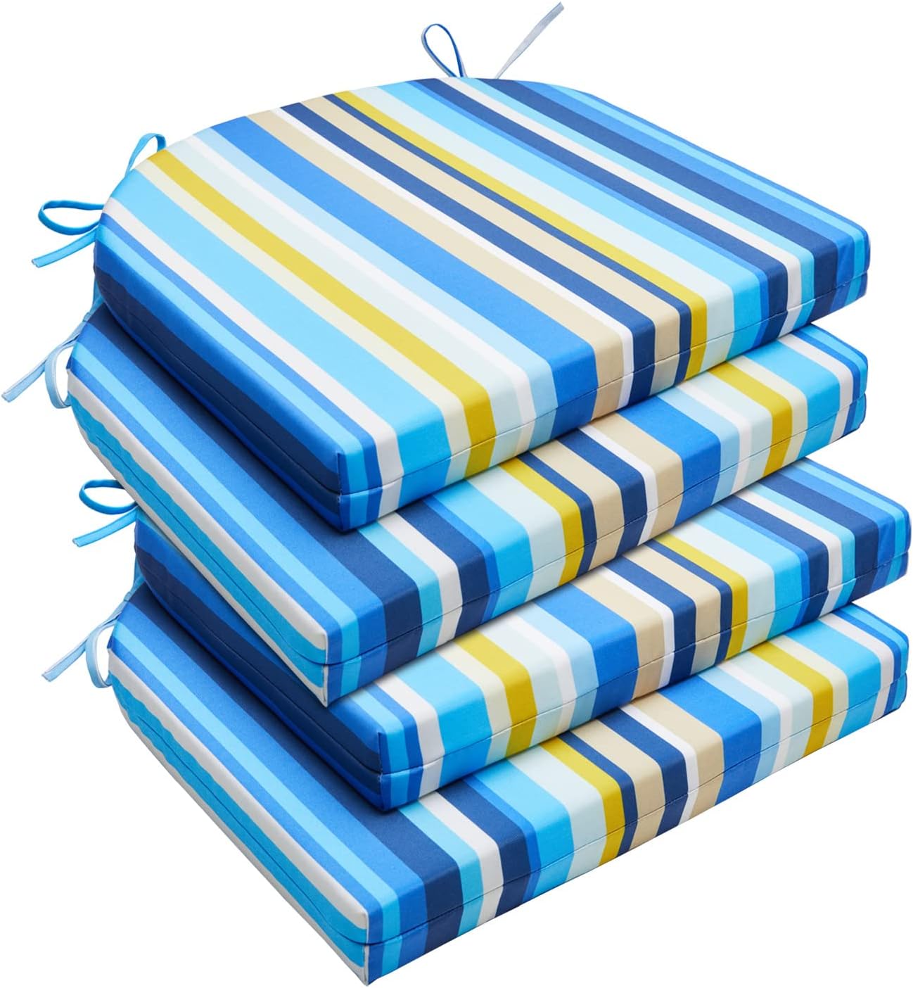 downluxe Outdoor Chair Cushions Set of 4 for Patio Furniture, Water-Resistant Patio Chair Cushions with Ties, High Density Foam Outdoor Seat Cushion, 17" X 16" X 2", Navy
