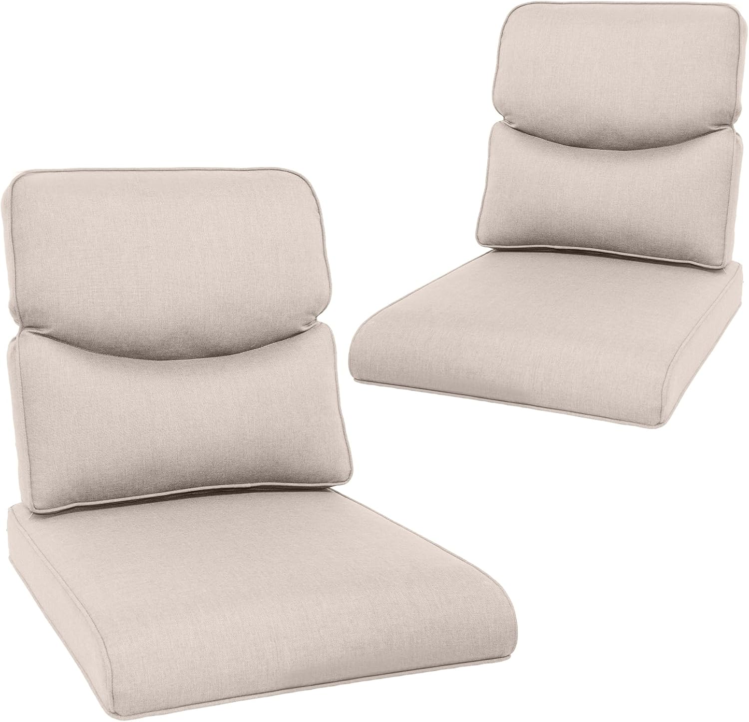 Outdoor Seat Cushion Set-24 x 24 x 6 Inch Outdoor Chair Cushions Set of 2 with Water Resistant & Removable Cover Outdoor Cushions for Patio Furniture Chair Sofa Couch-Beige