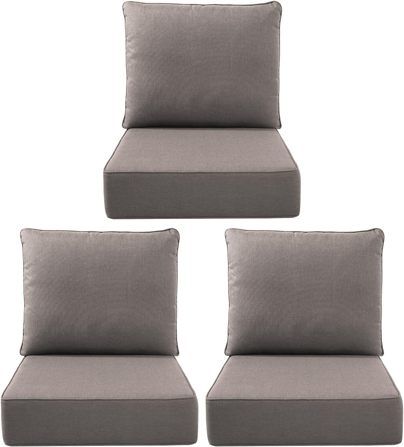 Outdoor Seat Cushion Set-24 x 24 x 6 Inch Outdoor Chair Cushions Set of 2 with Water Resistant & Removable Cover Outdoor Cushions for Patio Furniture Chair Sofa Couch-Beige