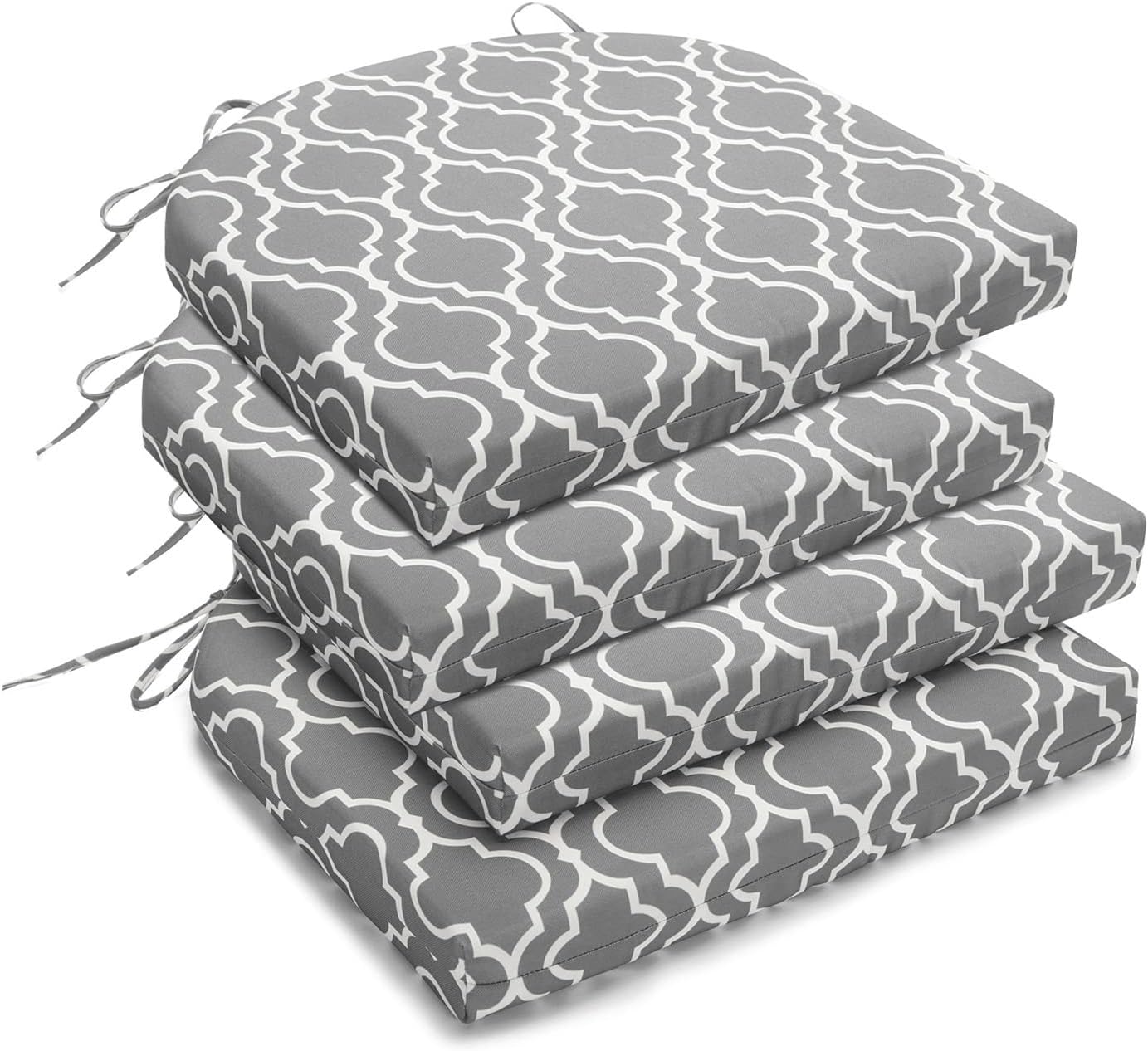 downluxe Outdoor Chair Cushions Set of 4 for Patio Furniture, Water-Resistant Patio Chair Cushions with Ties, High Density Foam Outdoor Seat Cushion, 17" X 16" X 2", Navy