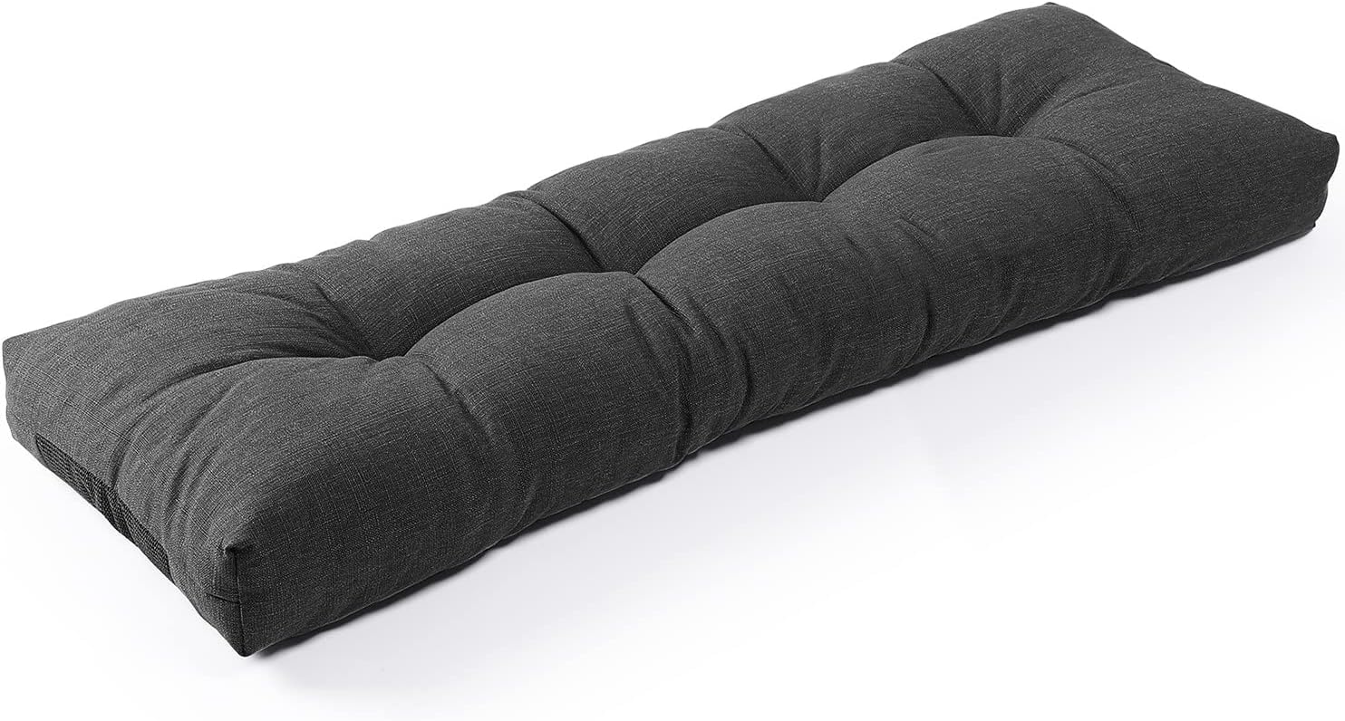 SUNROX LokGrip Non Slip Tufted Memory Foam Bench Cushion, FadeShield Water Resistant Durable Thicken Outdoor/Indoor Bench Seat Pads 42x16x4 inch, Cream