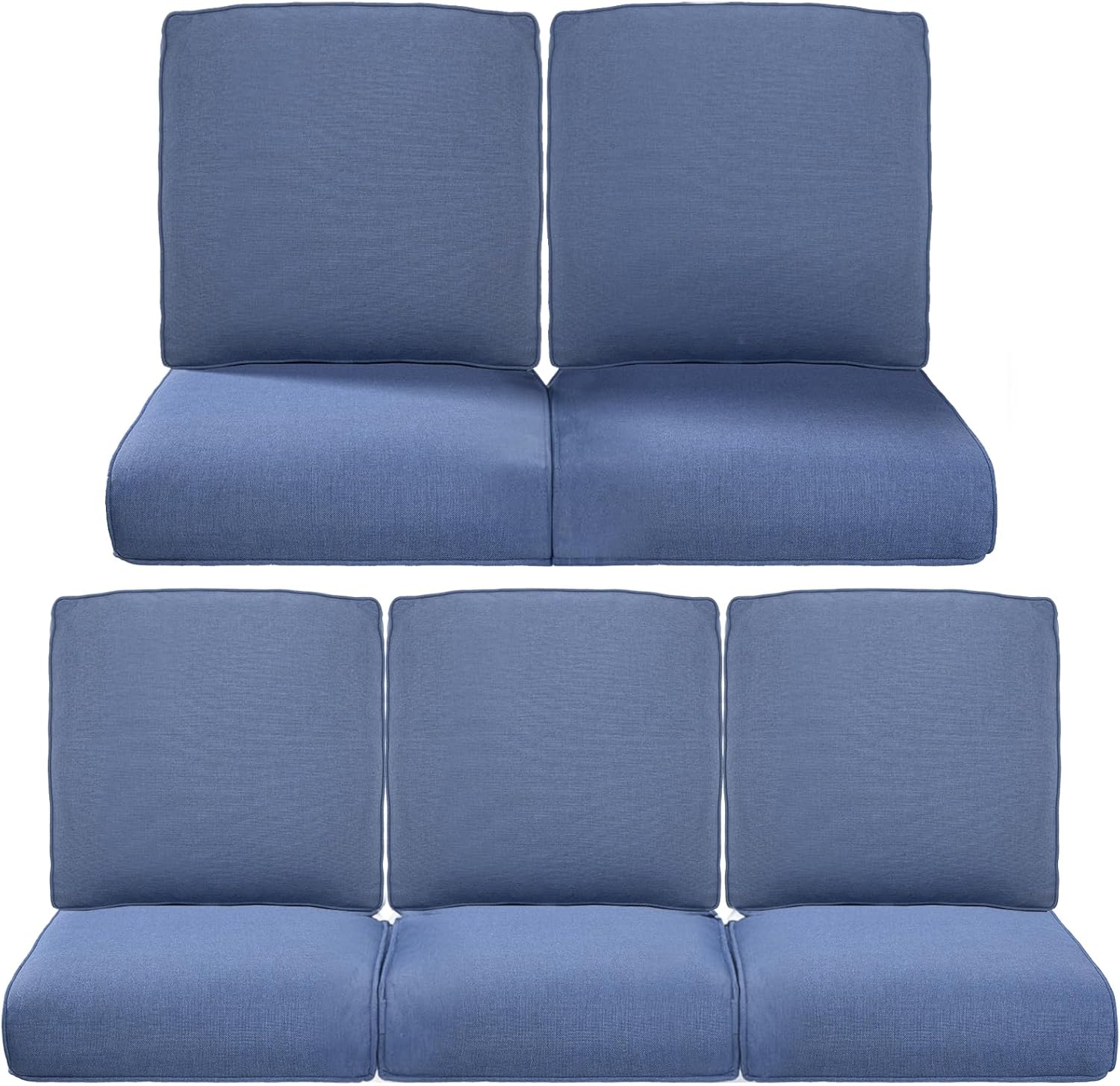 Luxury 24x24x6 Inch Outdoor Cushions - Water&UV&Fade Resistant 1 Set Zippered Patio Chair Cushion for Wicker Dining Rocking Swivel Chairs Loveseat Couch Sectional Sofa - Baby Blue