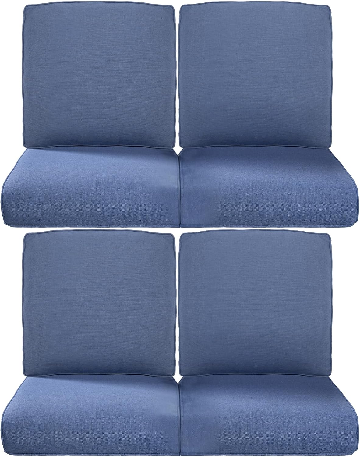 Luxury 24x24x6 Inch Outdoor Cushions - Water&UV&Fade Resistant 1 Set Zippered Patio Chair Cushion for Wicker Dining Rocking Swivel Chairs Loveseat Couch Sectional Sofa - Baby Blue