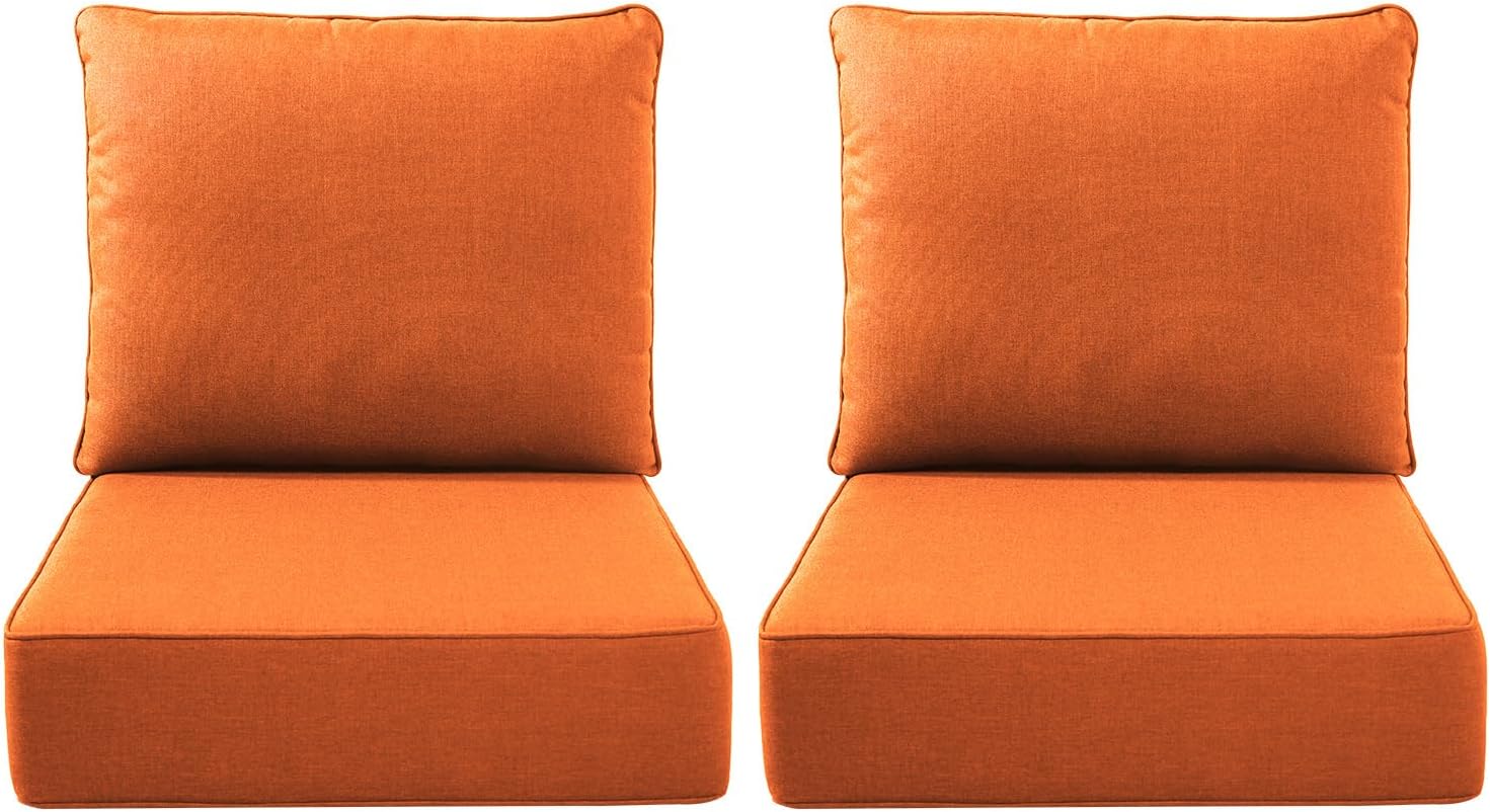 Outdoor Seat Cushion Set-24 x 24 x 6 Inch Outdoor Chair Cushions Set of 2 with Water Resistant & Removable Cover Outdoor Cushions for Patio Furniture Chair Sofa Couch-Beige