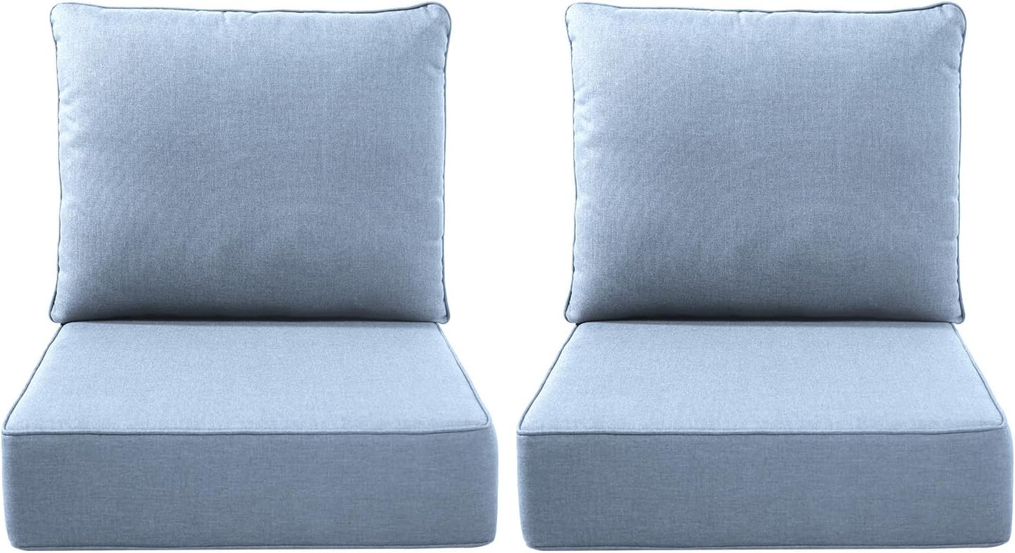 Outdoor Seat Cushion Set-24 x 24 x 6 Inch Outdoor Chair Cushions Set of 2 with Water Resistant & Removable Cover Outdoor Cushions for Patio Furniture Chair Sofa Couch-Beige