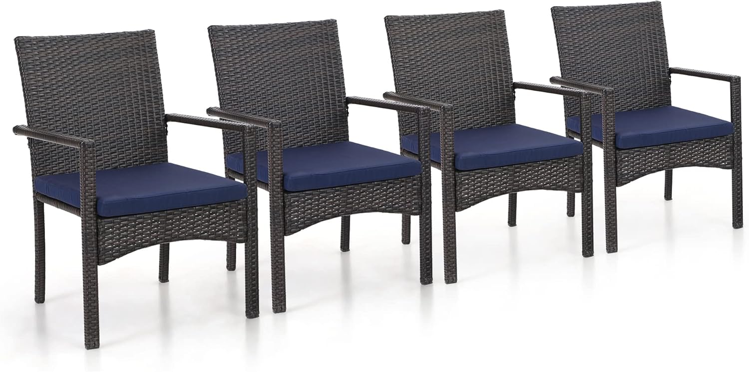 Sophia & William Patio Chairs Set of 2, 2 Pcs Lightweight Rattan Outdoor Dining Chairs, All-Weather Wicker Dining Chairs with Comfortable Seating