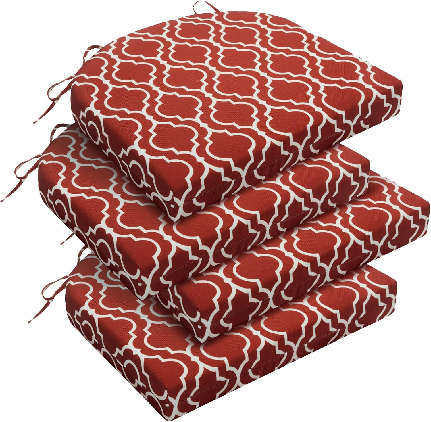 downluxe Outdoor Chair Cushions Set of 4 for Patio Furniture, Water-Resistant Patio Chair Cushions with Ties, High Density Foam Outdoor Seat Cushion, 17" X 16" X 2", Navy