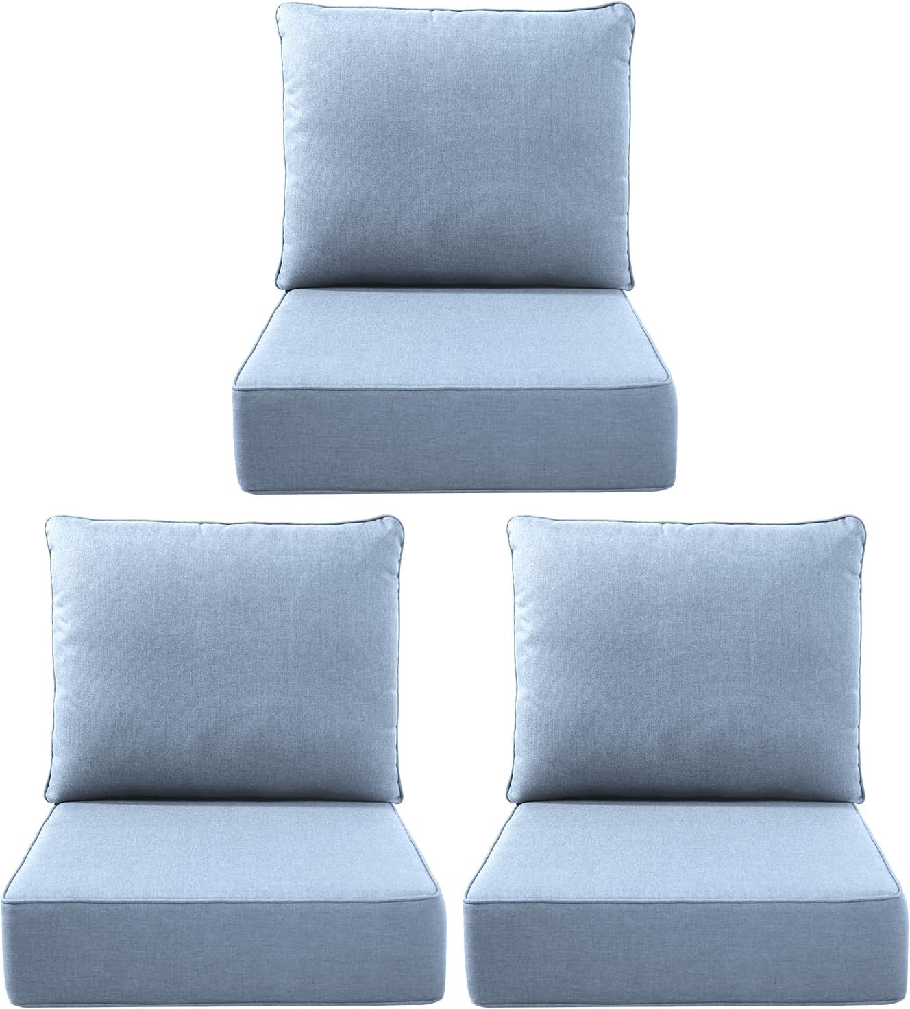 Outdoor Seat Cushion Set-24 x 24 x 6 Inch Outdoor Chair Cushions Set of 2 with Water Resistant & Removable Cover Outdoor Cushions for Patio Furniture Chair Sofa Couch-Beige