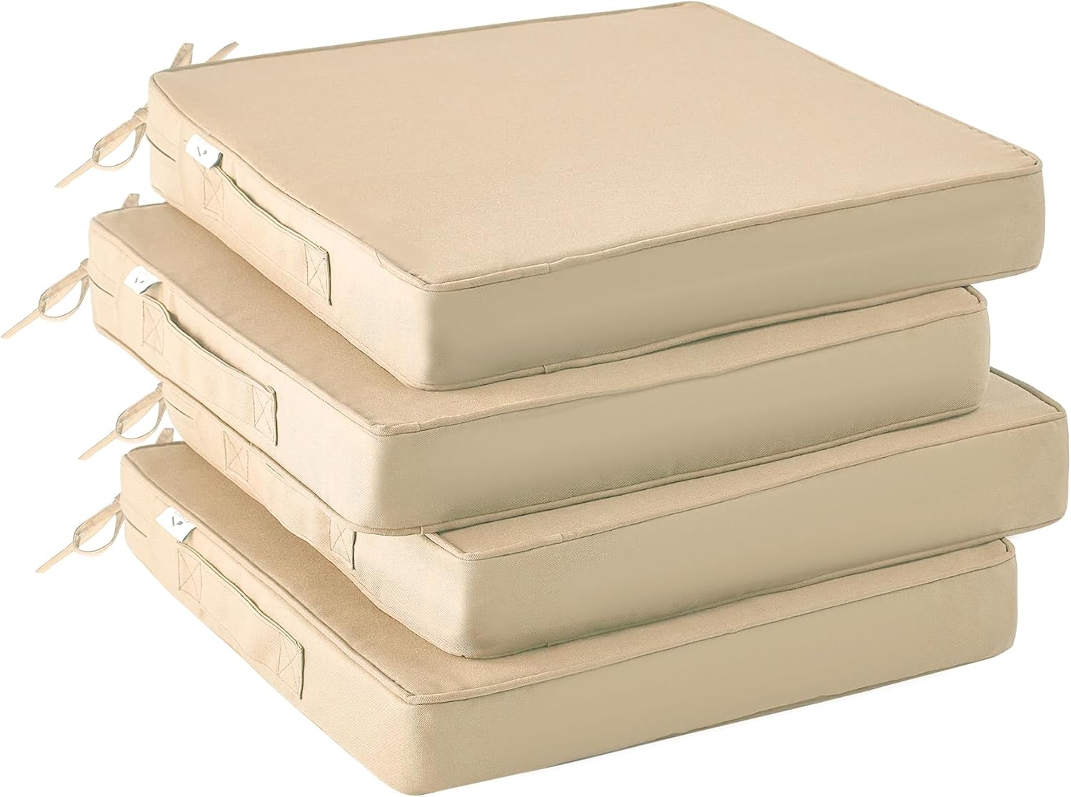 Outdoor Chair Cushions Set of 4 -Waterproof Outdoor Seat Cushions for Patio Furniture, Patio Chair Cushion with Handle and Ties, Square Out Door Chair Pads,19" x 19" x 3", Navy Blue