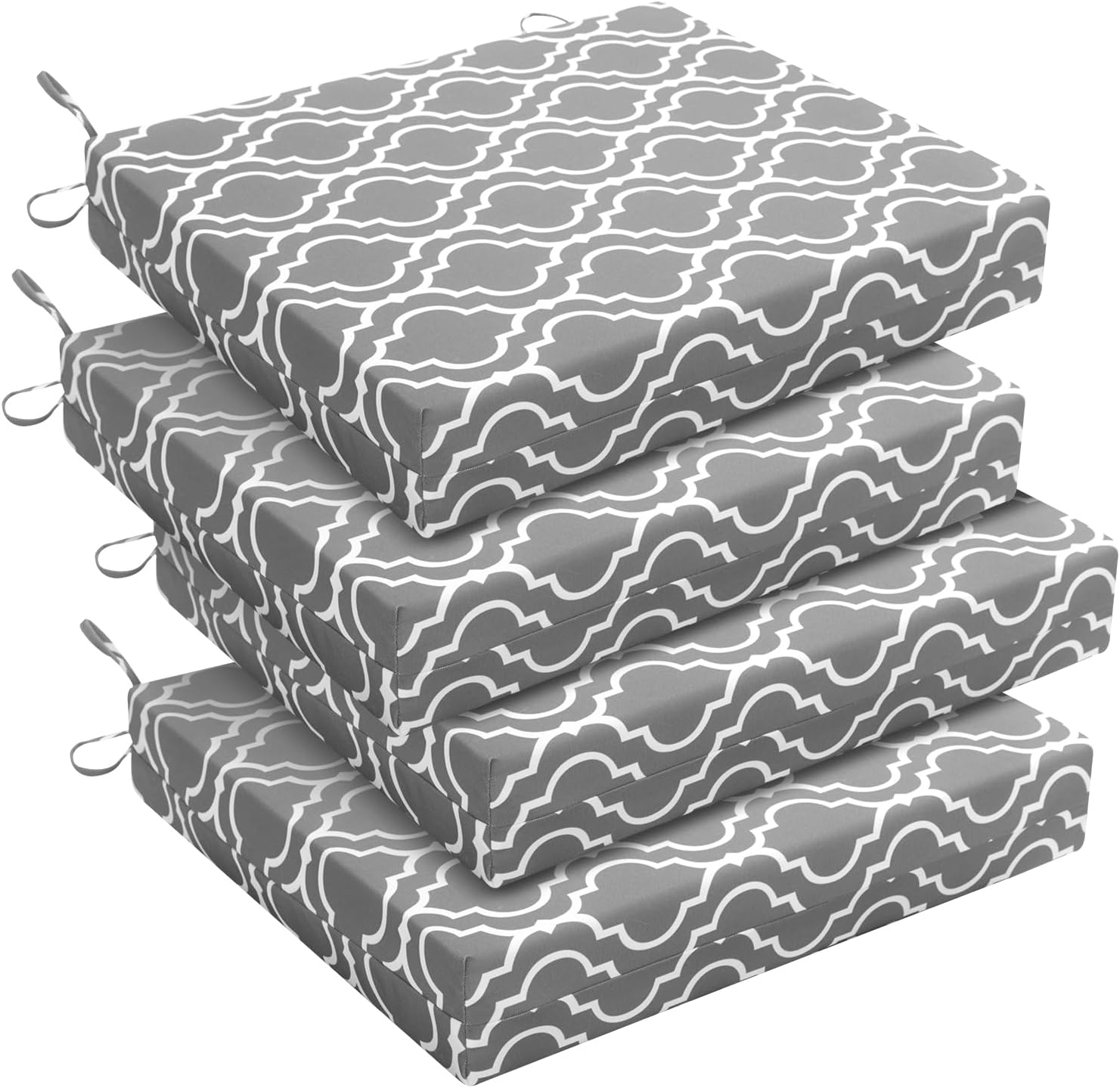 downluxe Outdoor Chair Cushions Set of 4 for Patio Furniture, Water-Resistant Patio Chair Cushions with Ties, High Density Foam Outdoor Seat Cushion, 17" X 16" X 2", Navy