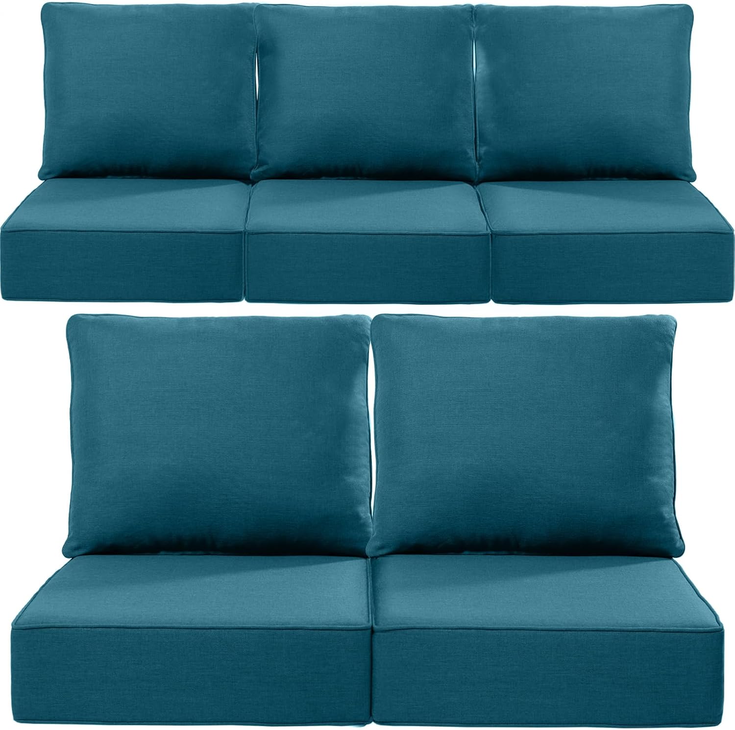 Luxury 24x24x6 Inch Outdoor Cushions - Water&UV&Fade Resistant 1 Set Zippered Patio Chair Cushion for Wicker Dining Rocking Swivel Chairs Loveseat Couch Sectional Sofa - Baby Blue