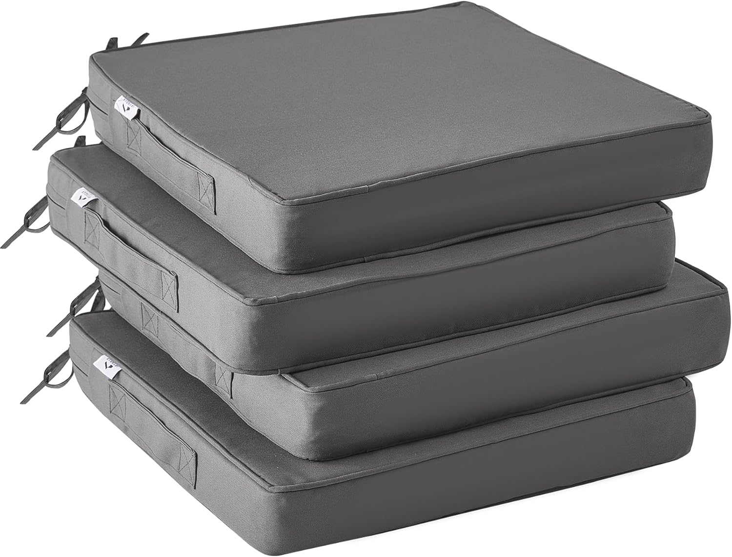 Outdoor Chair Cushions Set of 4 -Waterproof Outdoor Seat Cushions for Patio Furniture, Patio Chair Cushion with Handle and Ties, Square Out Door Chair Pads,19" x 19" x 3", Navy Blue