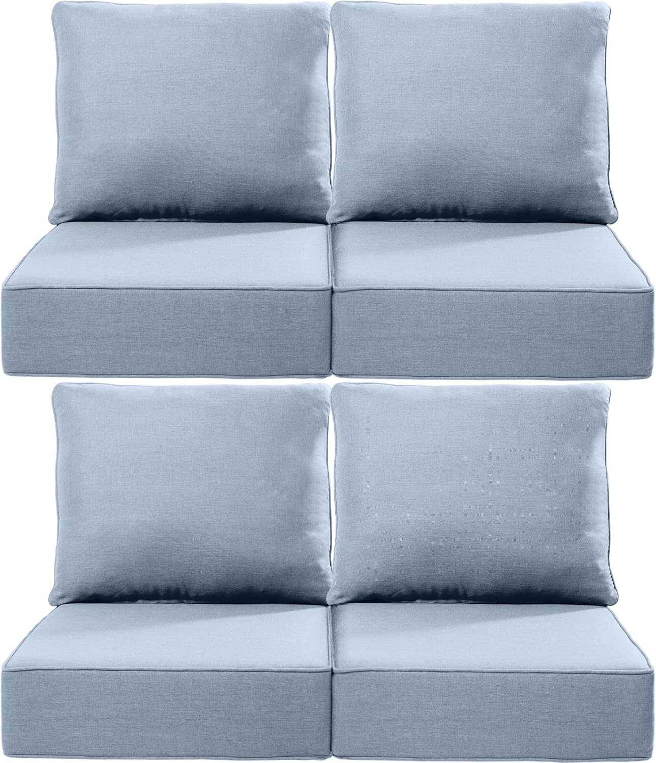 Luxury 24x24x6 Inch Outdoor Cushions - Water&UV&Fade Resistant 1 Set Zippered Patio Chair Cushion for Wicker Dining Rocking Swivel Chairs Loveseat Couch Sectional Sofa - Baby Blue