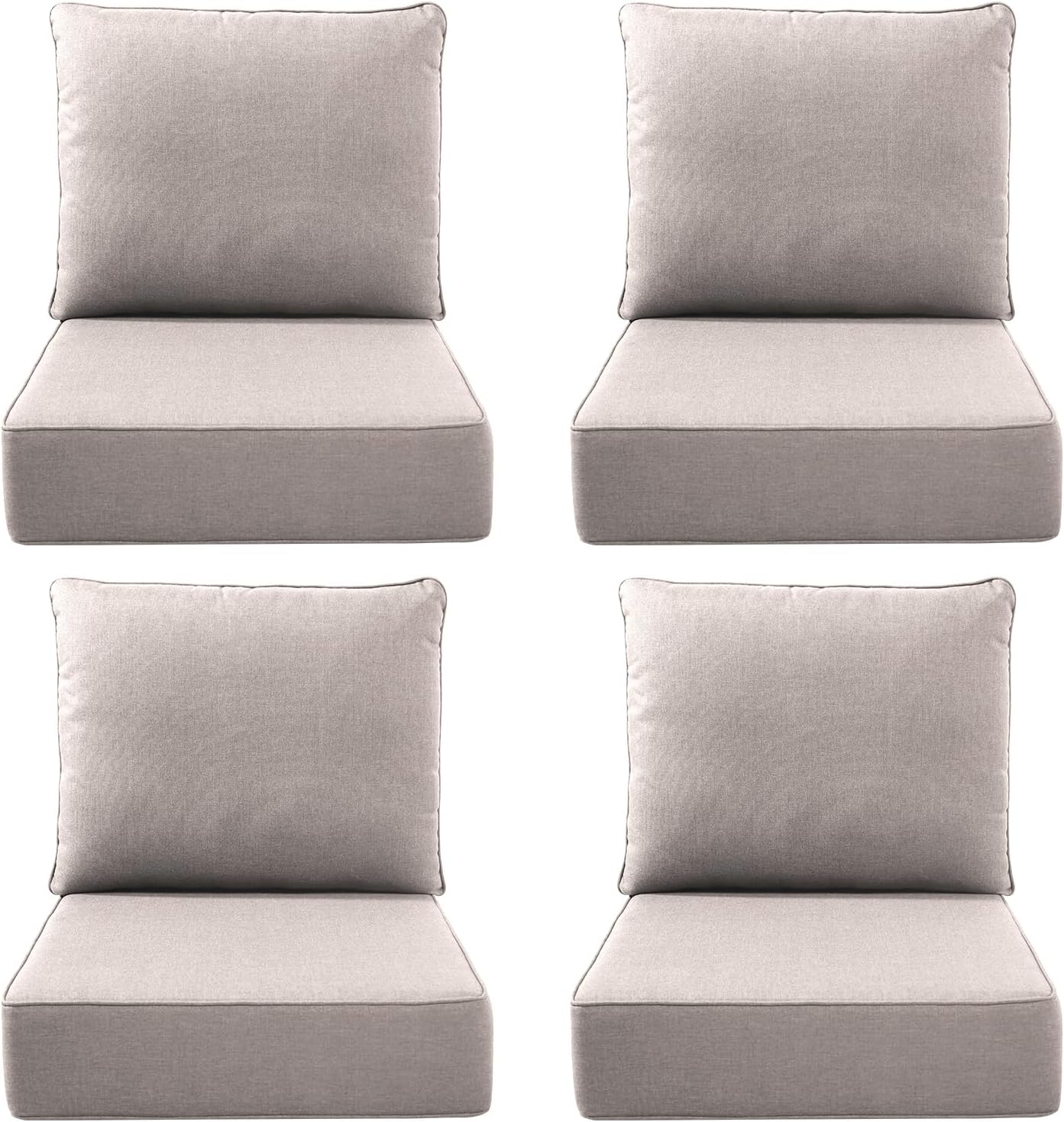 Outdoor Seat Cushion Set-24 x 24 x 6 Inch Outdoor Chair Cushions Set of 2 with Water Resistant & Removable Cover Outdoor Cushions for Patio Furniture Chair Sofa Couch-Beige