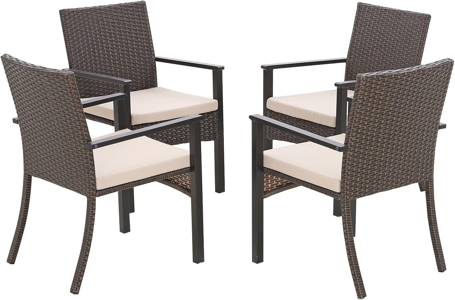 Sophia & William Patio Chairs Set of 2, 2 Pcs Lightweight Rattan Outdoor Dining Chairs, All-Weather Wicker Dining Chairs with Comfortable Seating