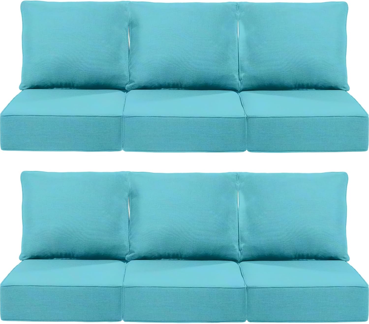 Luxury 24x24x6 Inch Outdoor Cushions - Water&UV&Fade Resistant 1 Set Zippered Patio Chair Cushion for Wicker Dining Rocking Swivel Chairs Loveseat Couch Sectional Sofa - Baby Blue